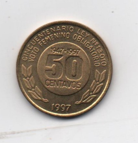 Moneda De Argentina De 50 Centavos De Eva Duarte De Perón