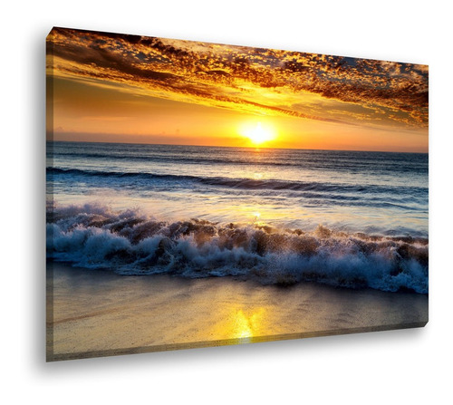 Quadro Decorativo Tela Canvas Paisagem Praia Sol Mar 120x80 Cor Paisagem 18 Cor da armação Tecido Sobre Tela