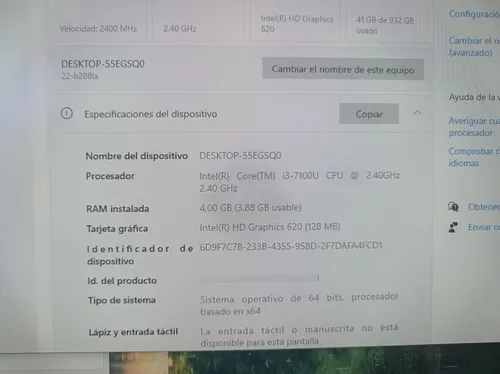 Barato Todo En Uno Hp 21.5 Core I3 7ma Gen 4gb Ram 1tb Hdd (Usado)