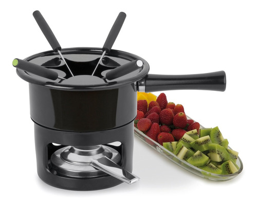 Imagem 2 de 3 de Jogo Para Fondue Viena Panela 8pcs Completo Fogareiro Preto