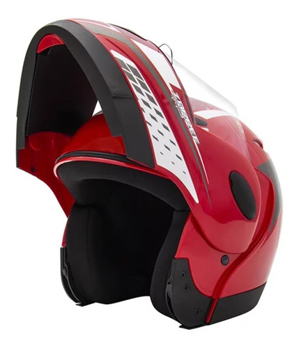 Capacete Zarref V4 Grafic Taurus Modular Robocop Articulado Cor Vermelho Tamanho do capacete 58