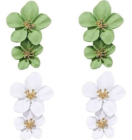 Yunxi 2 Pares De Aretes De Flores Grandes Para Mujer,