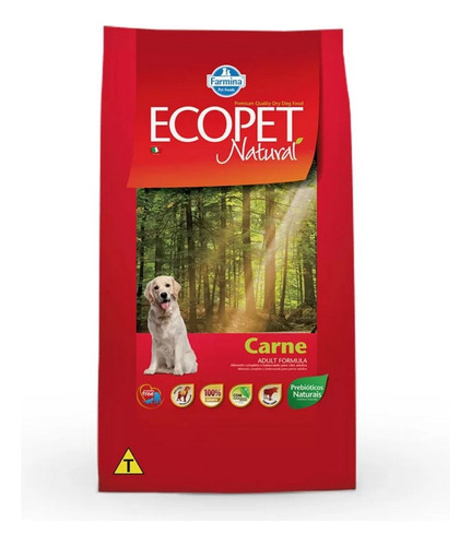 Ração Cães Adultos Ecopet Natural Carne 15kg Farmina