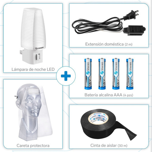 Pack Careta, Extensión, Lámpara, Pilas Y Cinta Pack-ele-06 Color Blanco