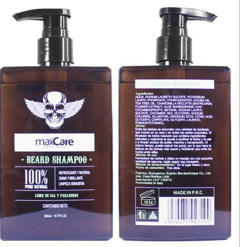 Imagen 5 de 6 de Kit Barba Cepillo + Cera + Aceite Barbería + Shampoo