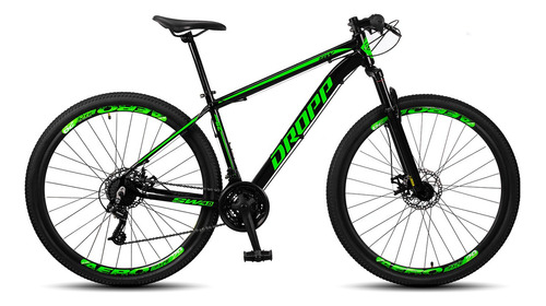 Bicicleta Aro 29 Dropp Sw 24v Câmbio Shimano Mtb Alumínio Cor Preto E Verde Tamanho Do Quadro 19