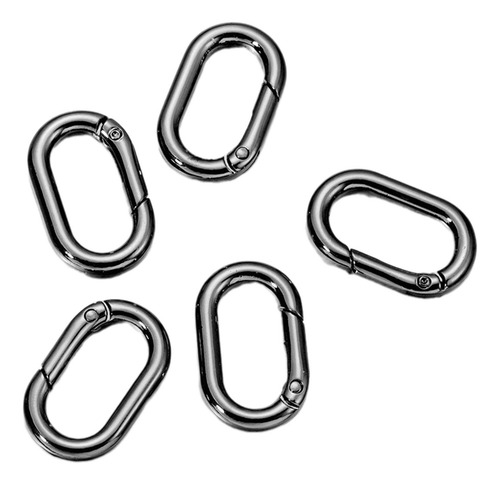 5x Mola Oval Anéis Mosquetões Conector Primavera Preto