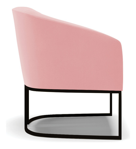 Poltrona Stella Suede Base Metálica Industrial Preto Cor Rose