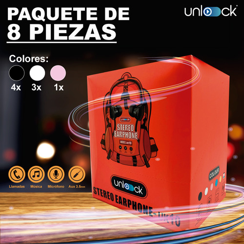 Audífonos Manos Libres Versión Mochila 8 Pzas Colores Var.