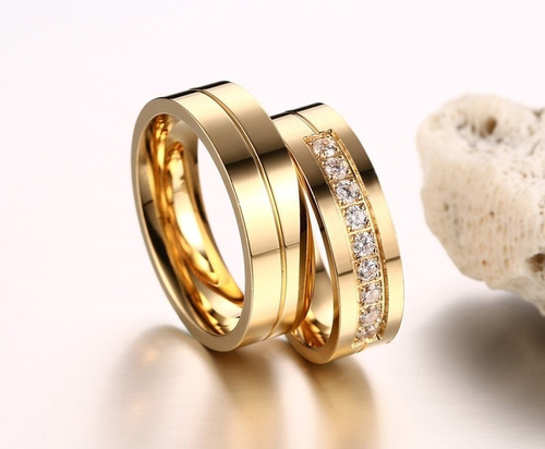 Lindo Par Alianças Banhada Ouro 18k Com Zirconia
