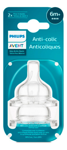 Tetina De Flujo Rapido Anti Colicos 6m Scy764/02 Avent