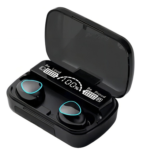 Fone de ouvido in-ear gamer sem fio M10 preto com luz LED