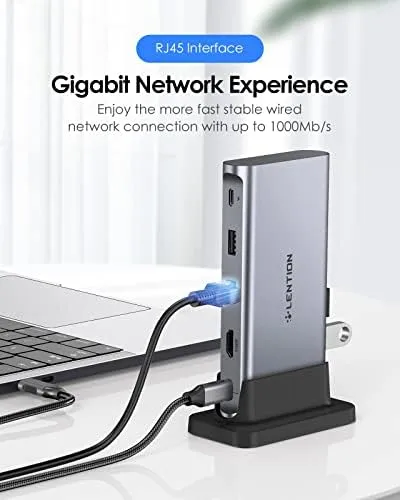 Lention Usb C Docking Con Hdmi, Usb Gigabit Ethernet, 100w Y