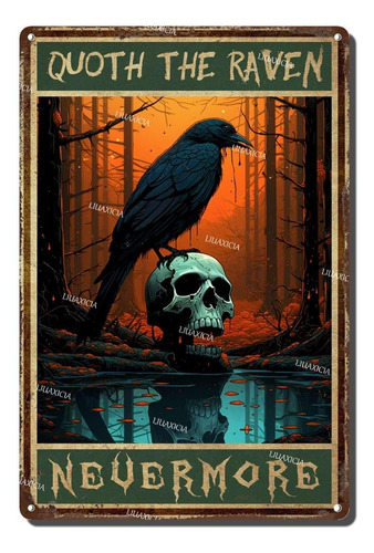 Cartel De Chapa Con Texto En Inglés  The Raven Nevermore , C