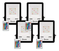 Comprar Pack X 4 Reflectores Led Rgb Exterior 20w Control Remoto