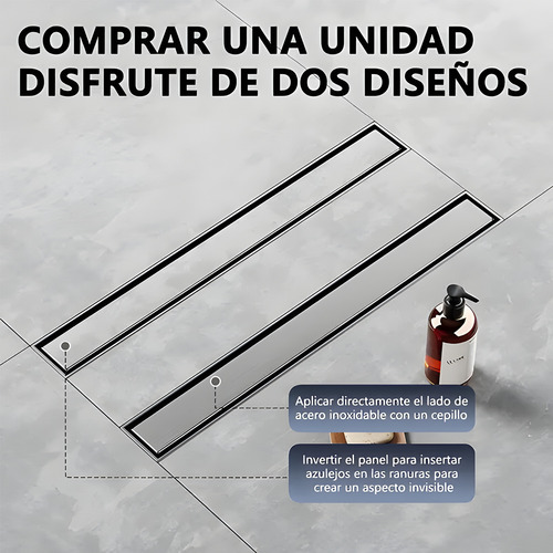 Hapemein® 10*40cm Coladera De Acero Inoxidable Invisible Piso Desagüe