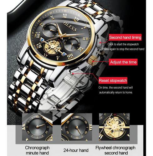 Olevs 2859 Reloj Cronógrafo De Cuarzo Luminoso Para Hombre