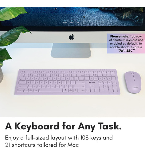 Wireless Keyboard And Mouse Combo Macally For Mac - Purple