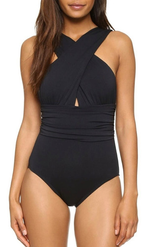 Traje De Baño Negro Completo Monokini Para Mujer Tallas 