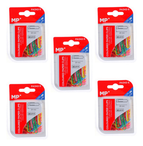 5 Paquetes De Ahorros De Clips De Colores 28mm 80 Uds