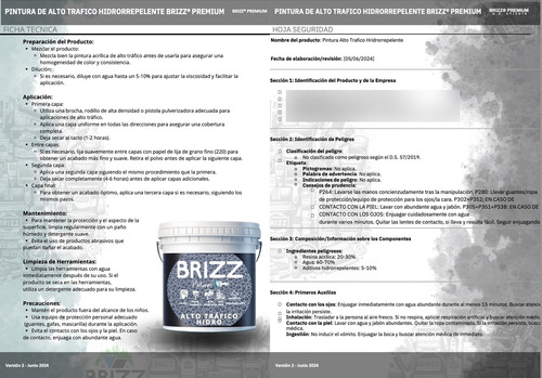 Pintura Alto Tráfico Brizz Hidrorrepelente - Tineta Colores