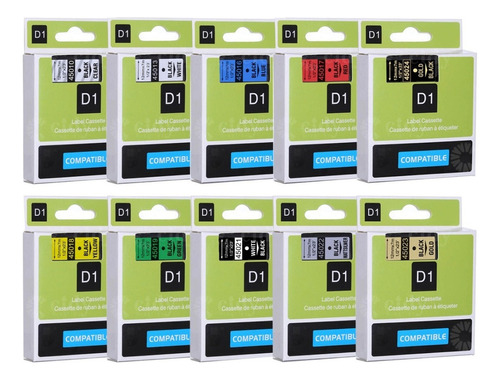 Cinta Etiquetadora Labelmanager, 10 Colores, 45013, Dymo D1,