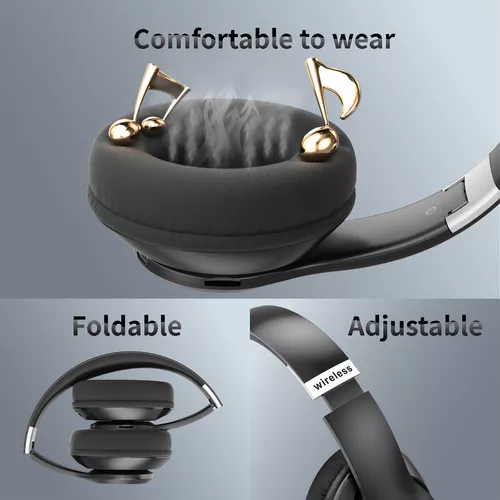  Auriculares inalámbricos Bluetooth, 60 horas de reproducción, auriculares  Bluetooth inalámbricos con micrófono, auriculares plegables ligeros y con  cable de graves profundos con 6 modos de : Electrónica