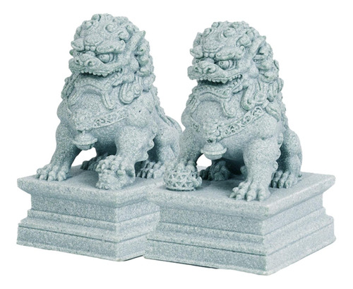 2x Mini Estatuas De León De Piedra Figuras En Miniatura