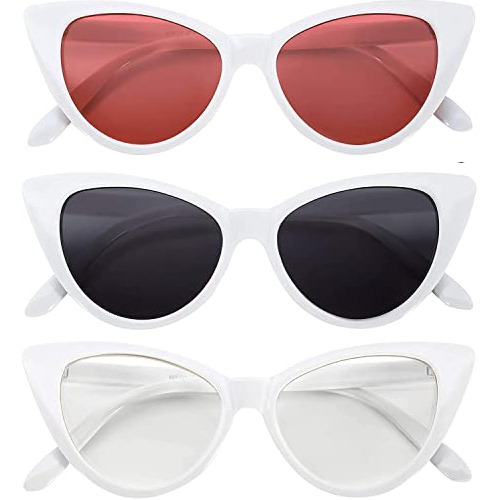 Owl 3 Pares Cat Eye Ladies Sunglasses Blancos Marcos C7c6k