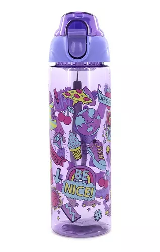 Botellas Agua Trendy Unicornio Infantil Escolar 600ml Niñas Color Lila