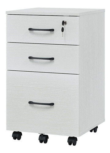 3 Drawers Wooden Locking File Cabinet With Storage Removabl.