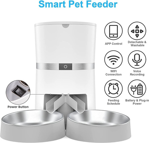 Imagen 2 de 7 de Alimentador Automático Inteligente Con Wifi Para Gatos Doble