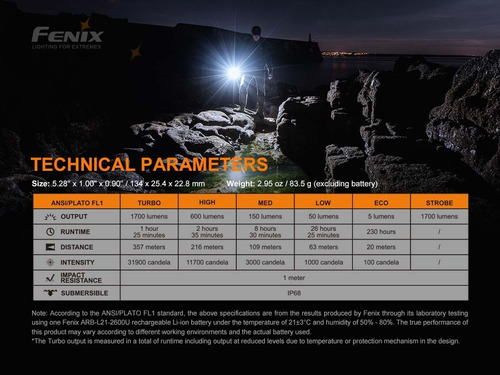 Imagen 8 de 10 de Linterna Tactica Led Fenix Pd35 V3.0 1700 Lumens 360 Mts