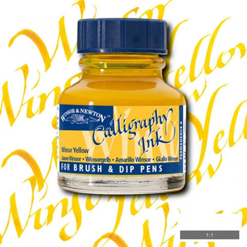 Imagem 3 de 3 de Tinta Para Caligrafia Winsor & Newton Winsor Amarelo 30m