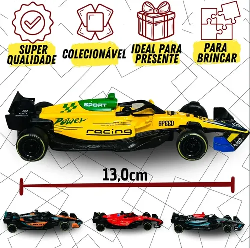 Kit 4 Carrinhos Formula 1 F1 Metal Fricção Corrida Brinquedo