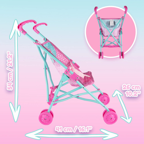 Cochecito De Muñeca De Bebé Color Rosa Cry Babies
