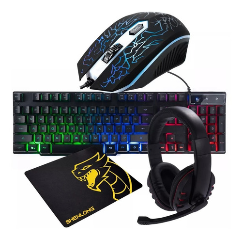 Combo Kit Gamer Retroiluminado Teclado Pad Auricular Mouse !