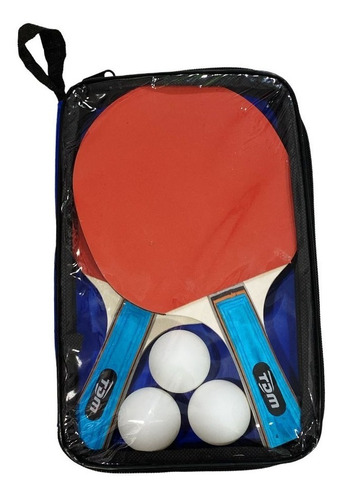 Imagen 1 de 5 de Set Ping Pong 2 Paletas + 3 Pelotas Combo Tenis Mesa Kit Pin