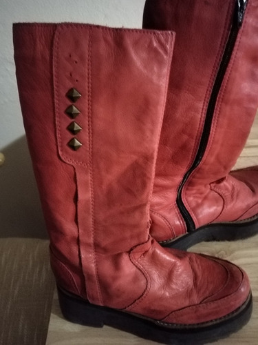 Botas Plataforma Rojas Cuero. Marcel 