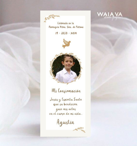 Imagen 4 de 5 de Tarjetas Confirmación Nenes Con Foto Señalador X 3u