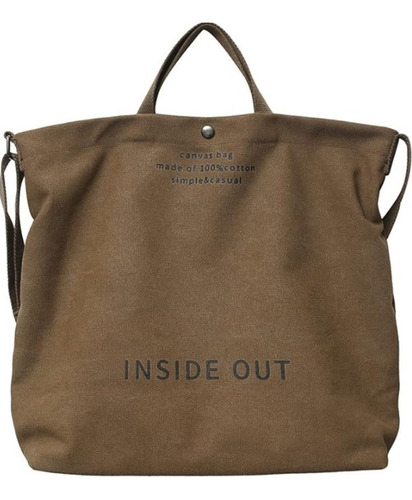 Bolsa De Lona Para Mujer Bag Playa Tote Marrón Inside Out