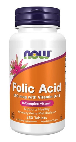 Now Acido Folico 800mcg 250 Tab