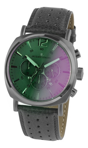 Reloj Hombre Jacques Lemans Cronógrafo Cuero Color De La Correa Gris Color Del Bisel Gris Color Del Fondo Gris