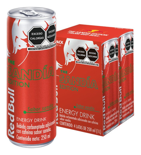 Red Bull Bebida Energética, Sandía, 250 Ml, 4 Latas.