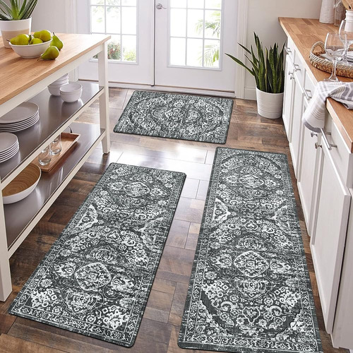 Hebe Boho Kitchen Rug Sets 3 Piece With Runner Non Slip Bohe