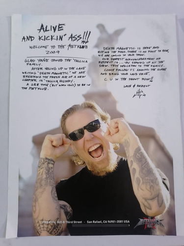 Metallica 4 Cartas De Presentacion Fan Club 2009-12-13-15 (Usado)