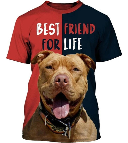 Camiseta Masculina Y Femenina Impresa En 3d De Perro Pitbull