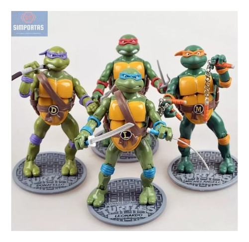 Set Tortugas Ninja Clásicas Articuladas 16cm Armas Calidad