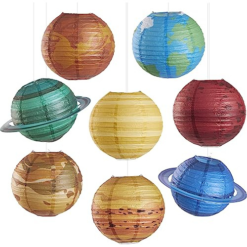 Easy Joy 8 Faroles De Papel Planetario Con Sistema Solar Par