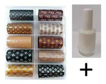 Comprar Caja Set Foil Para Uñas Moda Marcas 10tiras + Pegamento Foil